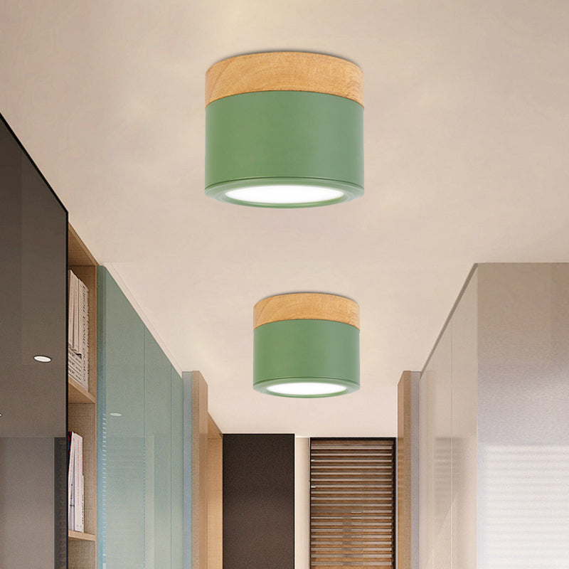 Round Flush Mount Acrylic Macaron Loft Ceiling Light For Bathroom Hallway - Small Green/Grey/White