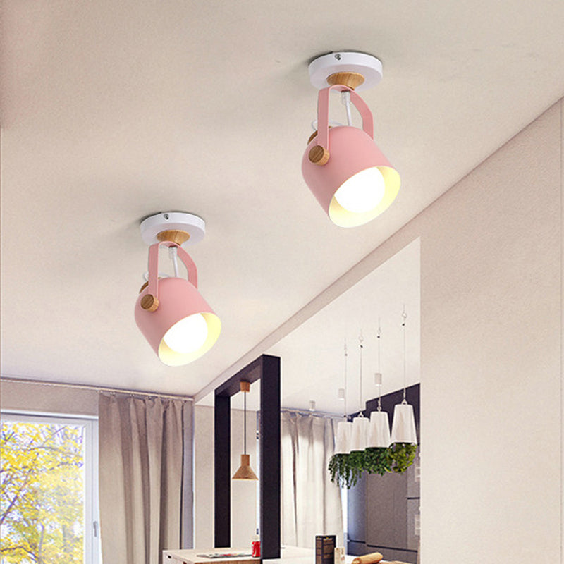 Rotatable Macaron Loft Metallic Ceiling Lamp with Cup Shade - Perfect for Bathrooms