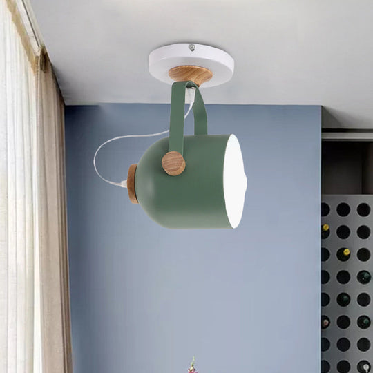 Rotatable Macaron Loft Metallic Ceiling Lamp with Cup Shade - Perfect for Bathrooms