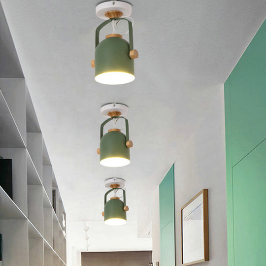 Rotatable Macaron Loft Metallic Ceiling Lamp With Cup Shade - Perfect For Bathrooms