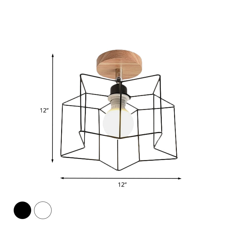 Contemporary Iron Wire Flush Mount Porch Light with Rotatable Head