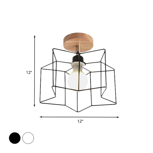 Contemporary Iron Wire Flush Mount Porch Light with Rotatable Head