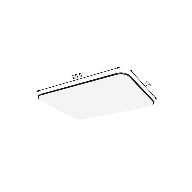 Simple Stylish Rectangular LED Ceiling Light in White – 25.5"/32" Diameter - Ideal for Bedroom