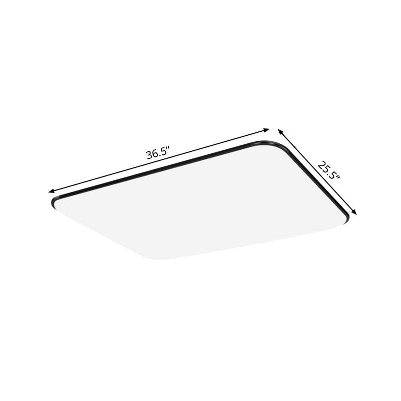 Simple Stylish Rectangular LED Ceiling Light in White – 25.5"/32" Diameter - Ideal for Bedroom