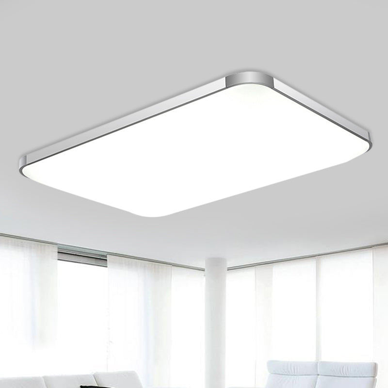 Stylish LED Flush Mount Light - Rectangular, 25.5"/32" Width, Sliver Finish - Ideal for Living Room