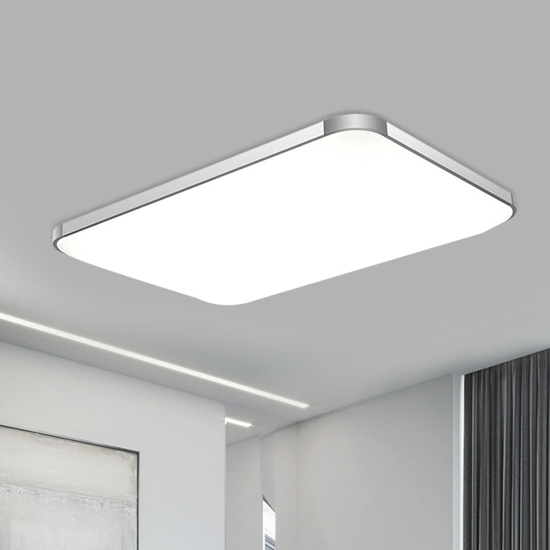 Stylish LED Flush Mount Light - Rectangular, 25.5"/32" Width, Sliver Finish - Ideal for Living Room