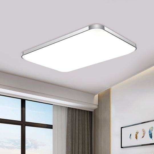 Stylish LED Flush Mount Light - Rectangular, 25.5"/32" Width, Sliver Finish - Ideal for Living Room