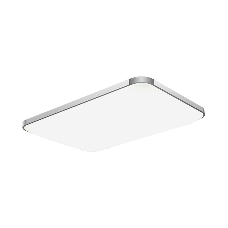 Plafonnier LED élégant - Rectangulaire, largeur 25,5"/32", finition argent - Idéal pour le salon