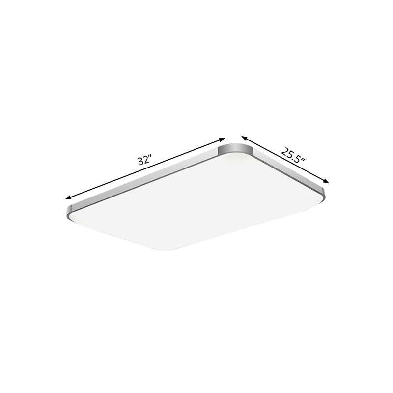 Stylish LED Flush Mount Light - Rectangular, 25.5"/32" Width, Sliver Finish - Ideal for Living Room