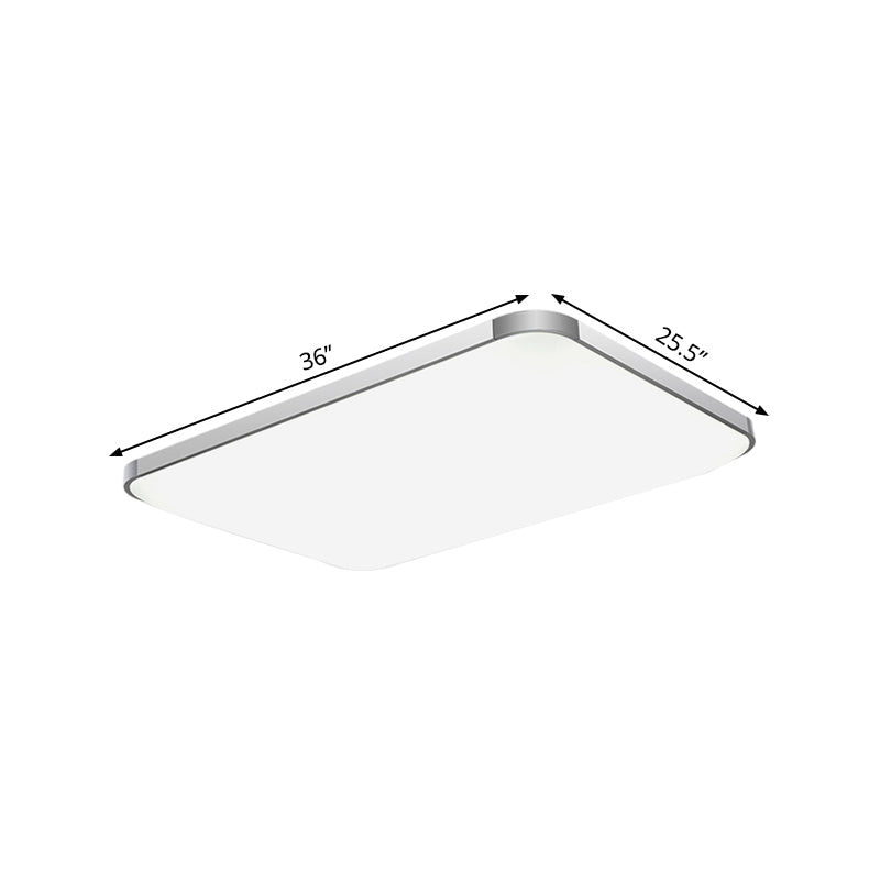 Stylish LED Flush Mount Light - Rectangular, 25.5"/32" Width, Sliver Finish - Ideal for Living Room