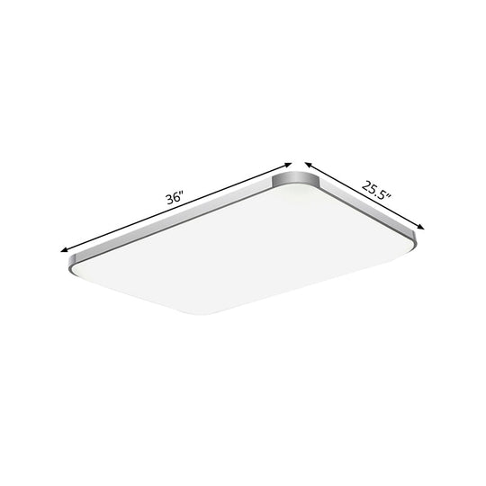 Stylish LED Flush Mount Light - Rectangular, 25.5"/32" Width, Sliver Finish - Ideal for Living Room