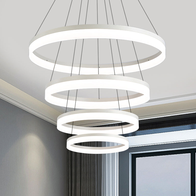 Modern Loop Acrylic Drop Pendant Led Ceiling Chandelier In Warm/White Light 4 / White Warm