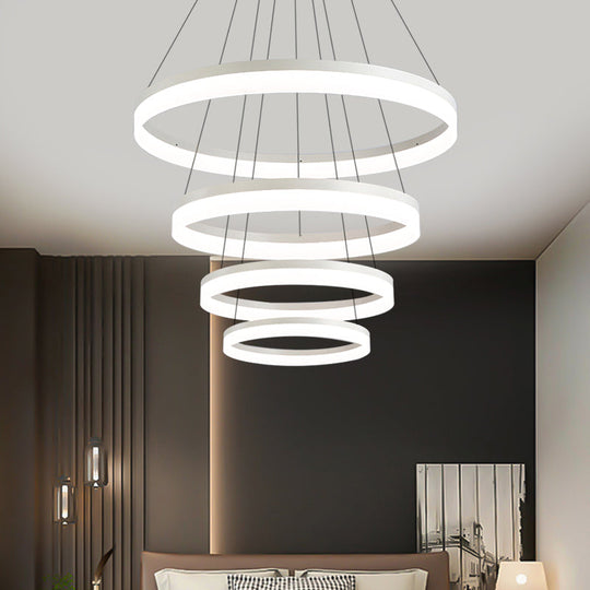 Modern Loop Acrylic Drop Pendant Led Ceiling Chandelier In Warm/White Light