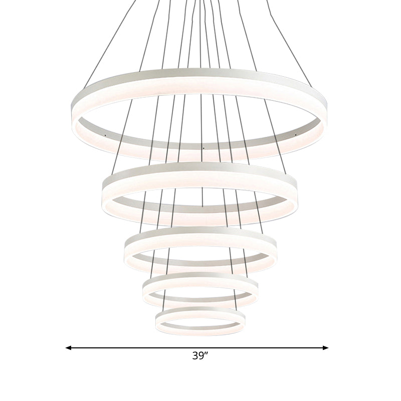 Modern Loop Acrylic Drop Pendant Led Ceiling Chandelier In Warm/White Light