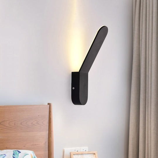 Bend Wall Washer Light - Black/White Nordic Metal Sconce For Corridor Oval Shape Warm/White Led