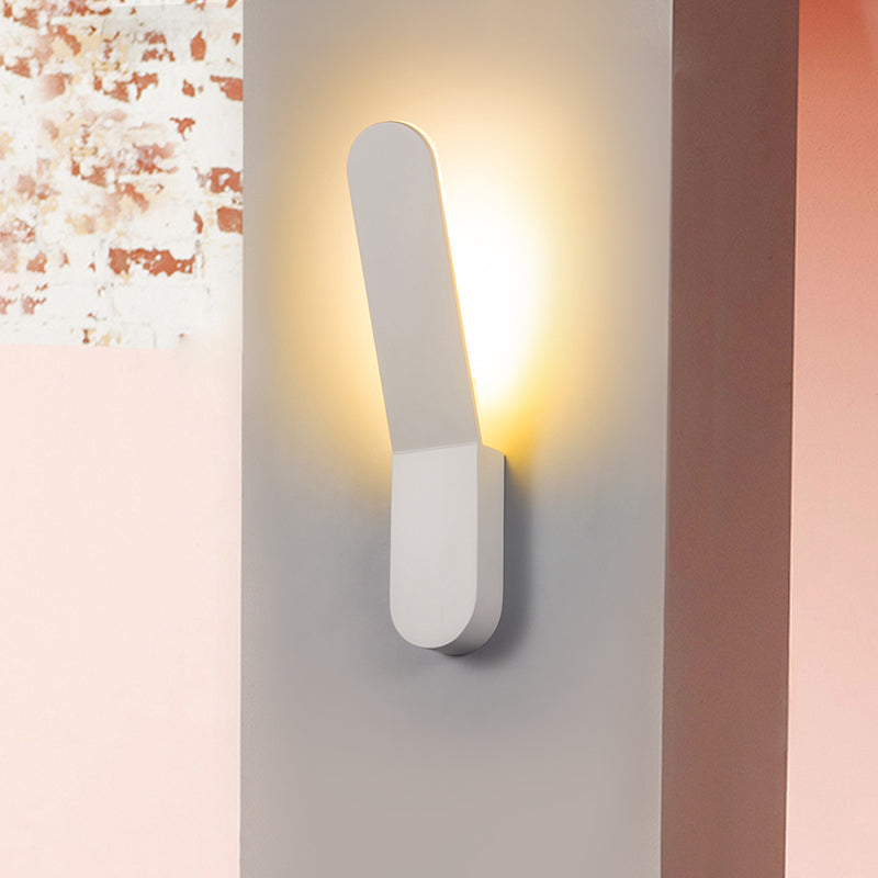 Bend Wall Washer Light - Black/White Nordic Metal Sconce For Corridor Oval Shape Warm/White Led