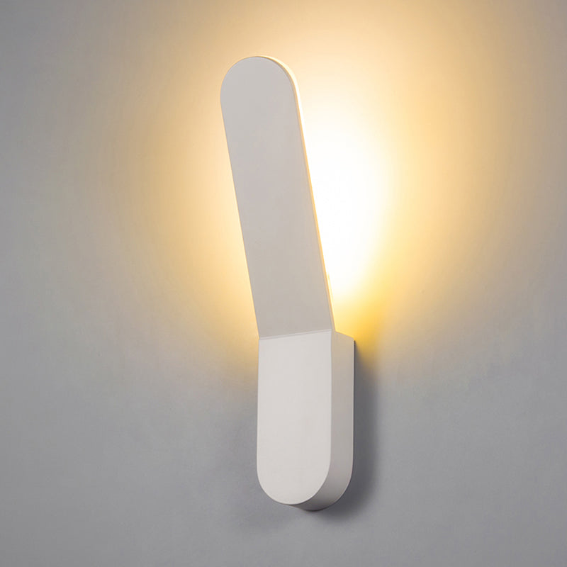 Bend Wall Washer Light - Black/White Nordic Metal Sconce For Corridor Oval Shape Warm/White Led