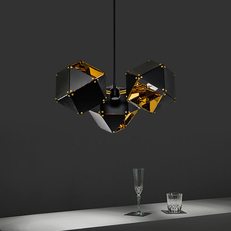 Modern Black/White Multifaceted Metal Chandelier Light - 8/12 Heads Perfect For Dining Rooms And