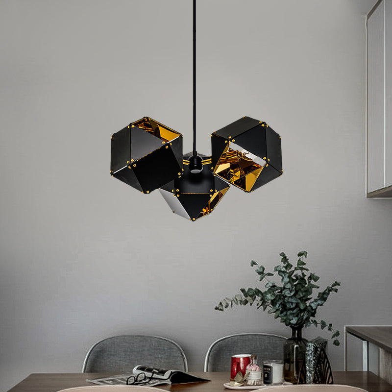 Modern Black/White Multifaceted Metal Chandelier Light - 8/12 Heads Perfect For Dining Rooms And