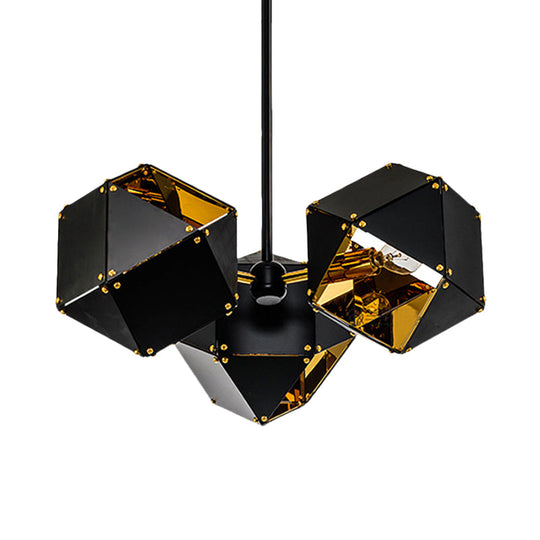 Modern Black/White Multifaceted Metal Chandelier Light - 8/12 Heads Perfect For Dining Rooms And