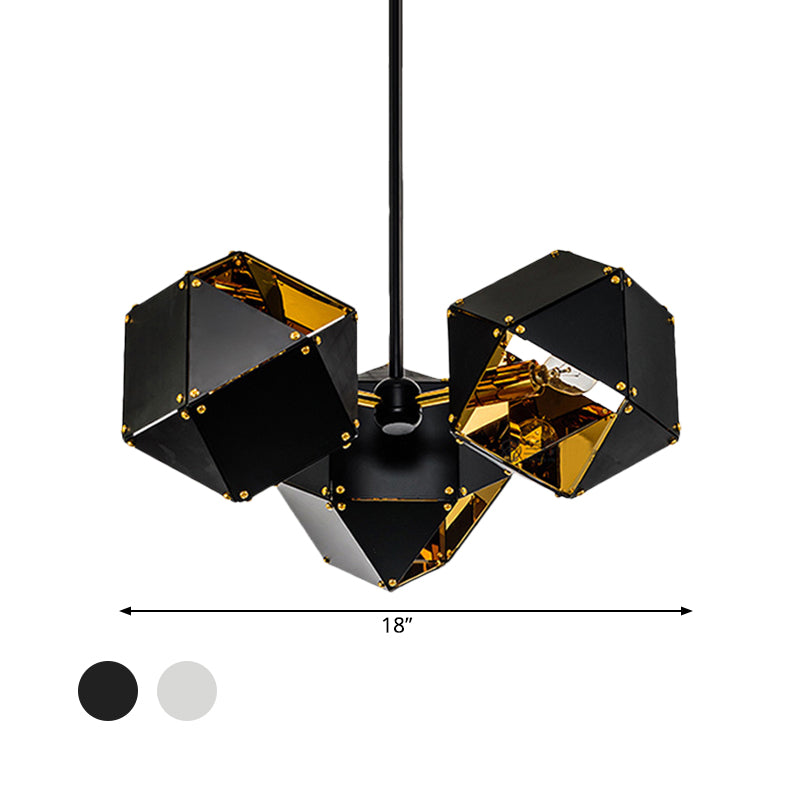 Modern Black/White Multifaceted Metal Chandelier Light - 8/12 Heads Perfect For Dining Rooms And