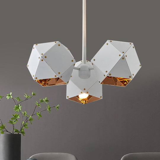 Modern Black/White Multifaceted Metal Chandelier Light - 8/12 Heads Perfect For Dining Rooms And