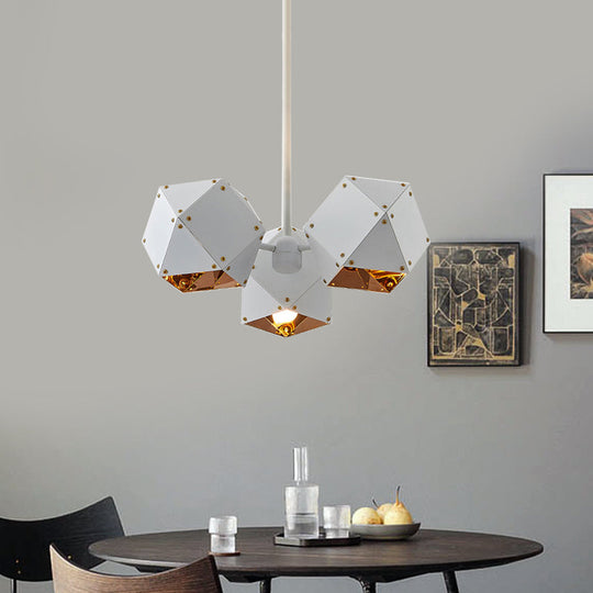 Modern Black/White Multifaceted Metal Chandelier Light - 8/12 Heads Perfect For Dining Rooms And