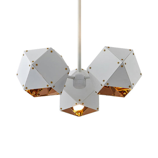 Modern Black/White Multifaceted Metal Chandelier Light - 8/12 Heads Perfect For Dining Rooms And