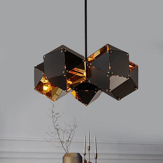 Modern Black/White Multifaceted Metal Chandelier Light - 8/12 Heads Perfect For Dining Rooms And