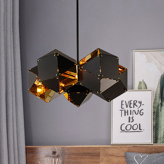 Modern Black/White Multifaceted Metal Chandelier Light - 8/12 Heads Perfect For Dining Rooms And