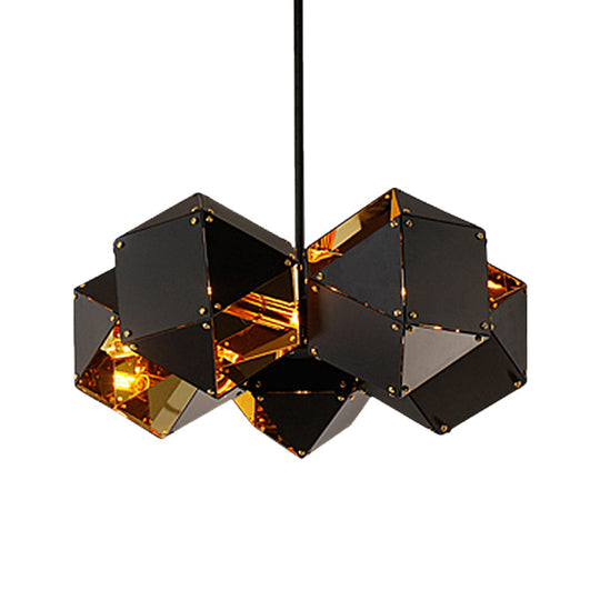 Modern Black/White Multifaceted Metal Chandelier Light - 8/12 Heads Perfect For Dining Rooms And