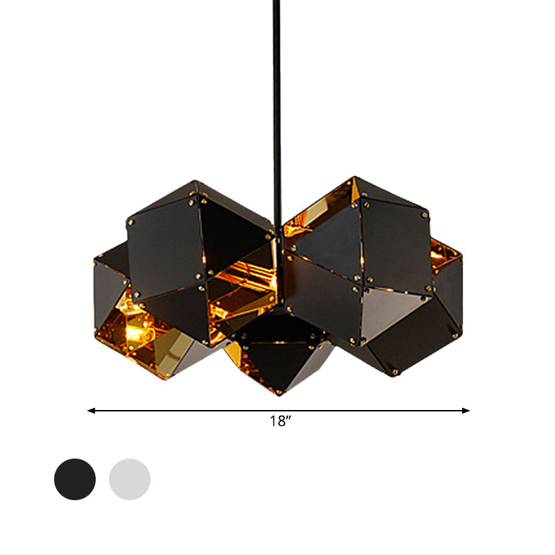 Modern Black/White Multifaceted Metal Chandelier Light - 8/12 Heads Perfect For Dining Rooms And