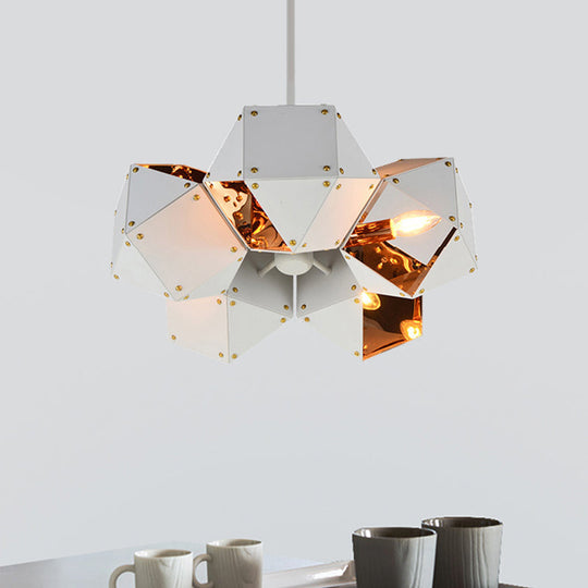 Modern Black/White Multifaceted Metal Chandelier Light - 8/12 Heads Perfect For Dining Rooms And