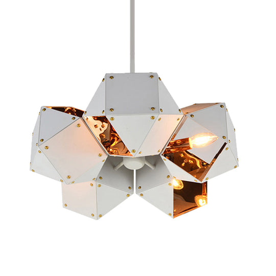 Modern Black/White Multifaceted Metal Chandelier Light - 8/12 Heads Perfect For Dining Rooms And