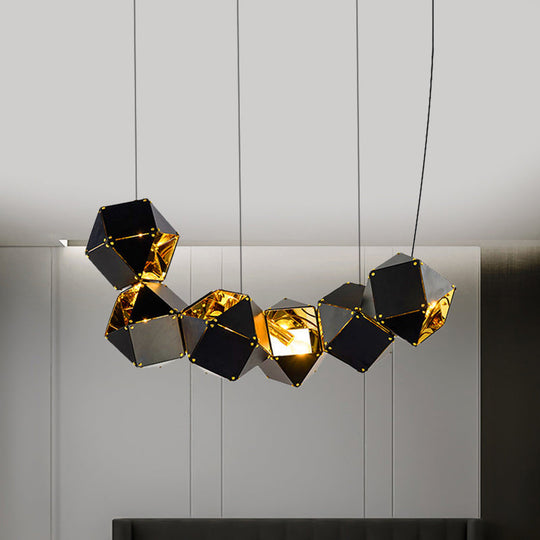 Modern Black/White Multifaceted Metal Chandelier Light - 8/12 Heads Perfect For Dining Rooms And