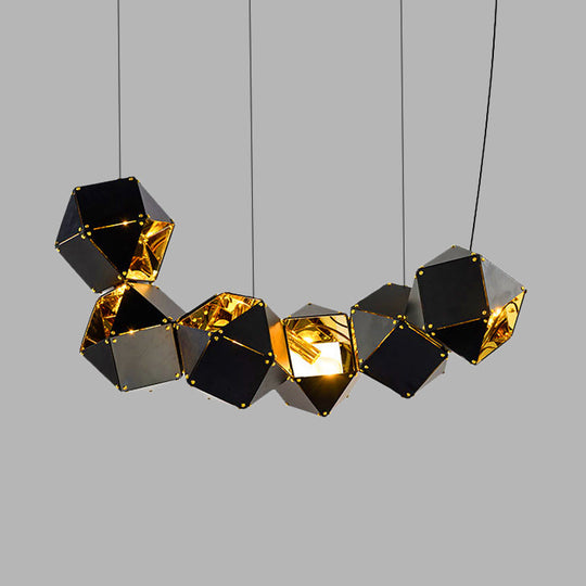 Modern Black/White Multifaceted Metal Chandelier Light - 8/12 Heads Perfect For Dining Rooms And