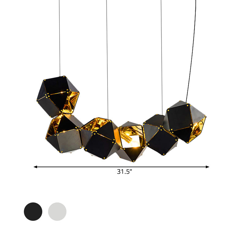 Modern Black/White Multifaceted Metal Chandelier Light - 8/12 Heads Perfect For Dining Rooms And