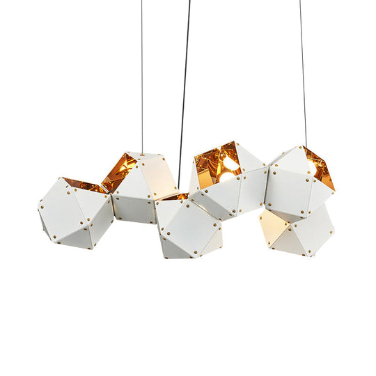 Modern Black/White Multifaceted Metal Chandelier Light - 8/12 Heads Perfect For Dining Rooms And