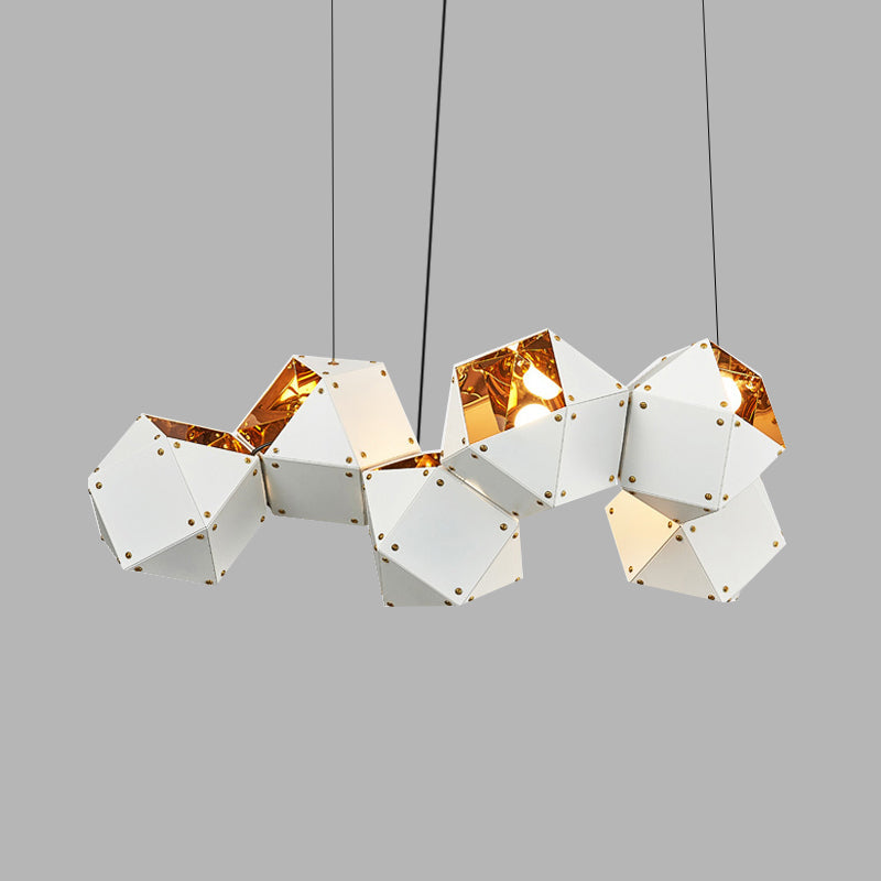 Modern Black/White Multifaceted Metal Chandelier Light - 8/12 Heads Perfect For Dining Rooms And