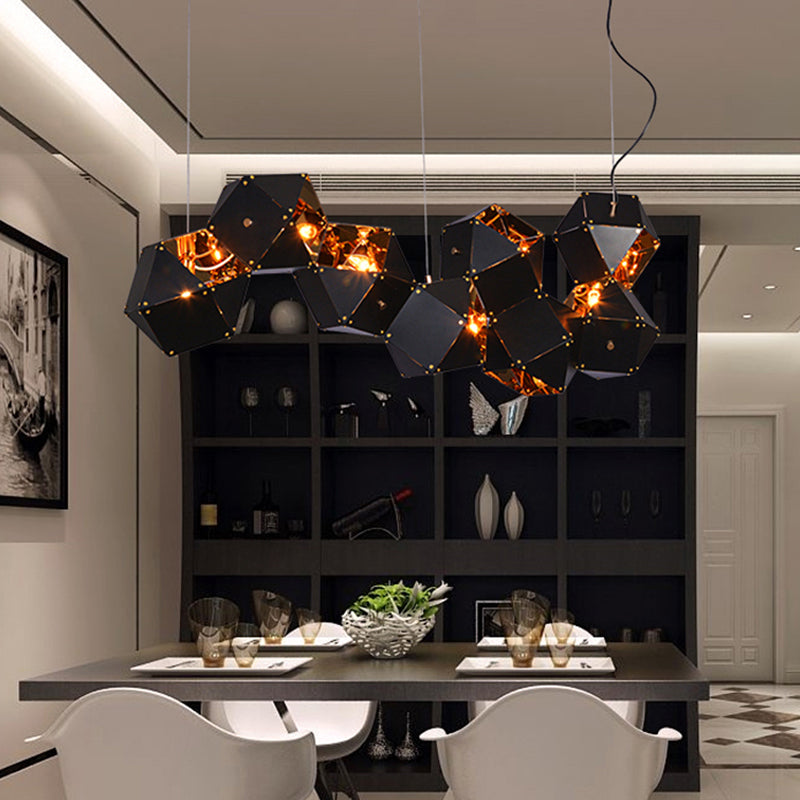 Modern Black/White Multifaceted Metal Chandelier Light - 8/12 Heads Perfect For Dining Rooms And