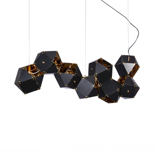 Modern Black/White Multifaceted Metal Chandelier Light - 8/12 Heads Perfect For Dining Rooms And