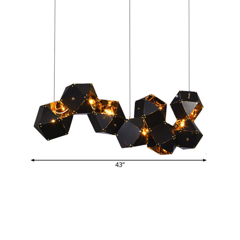 Modern Black/White Multifaceted Metal Chandelier Light - 8/12 Heads Perfect For Dining Rooms And