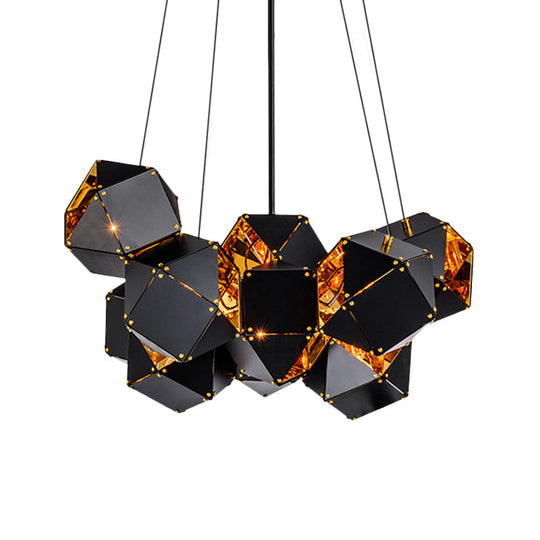 Modern Black/White Multifaceted Metal Chandelier Light - 8/12 Heads Perfect For Dining Rooms And