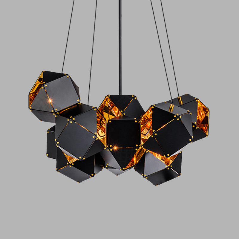 Modern Black/White Multifaceted Metal Chandelier Light - 8/12 Heads Perfect For Dining Rooms And