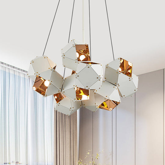 Modern Black/White Multifaceted Metal Chandelier Light - 8/12 Heads Perfect For Dining Rooms And