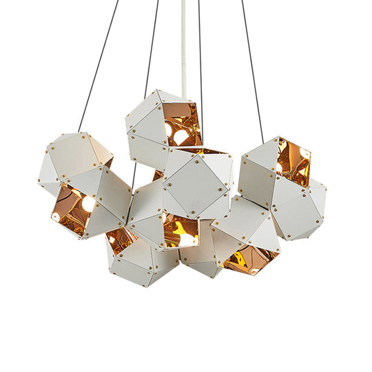 Modern Black/White Multifaceted Metal Chandelier Light - 8/12 Heads Perfect For Dining Rooms And