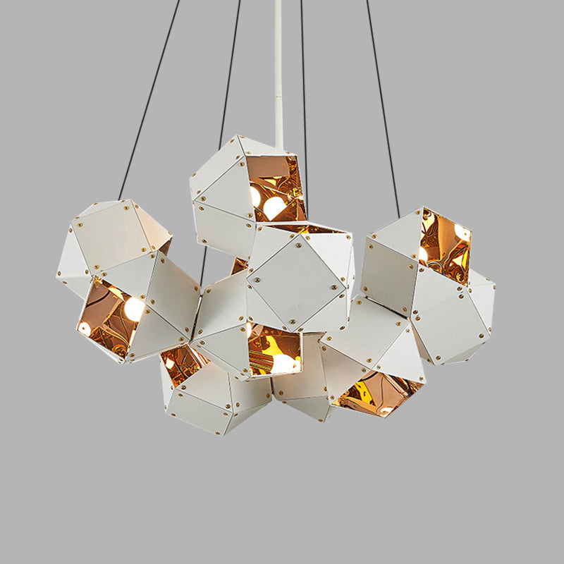 Modern Black/White Multifaceted Metal Chandelier Light - 8/12 Heads Perfect For Dining Rooms And