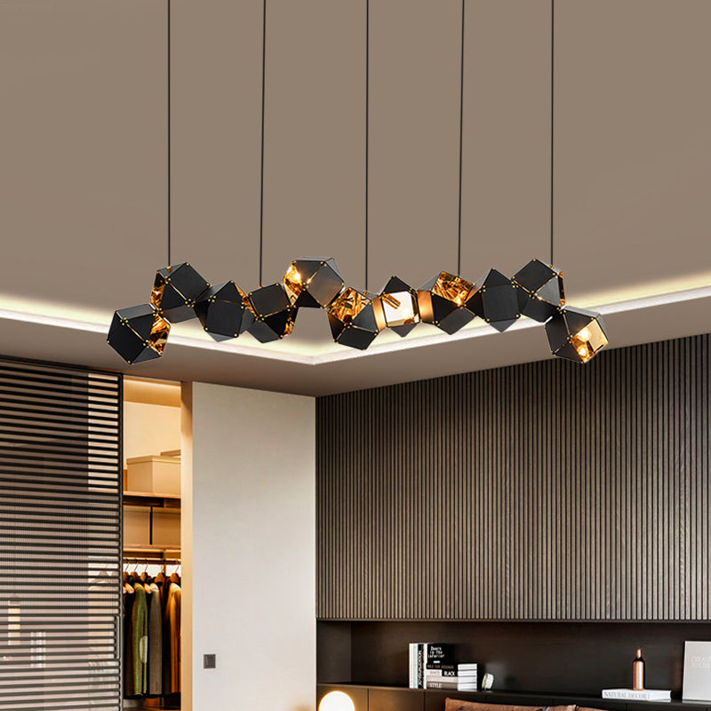 Modern Black/White Multifaceted Metal Chandelier Light - 8/12 Heads Perfect For Dining Rooms And