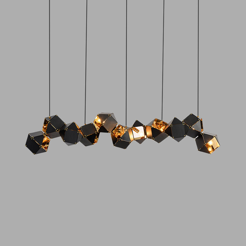 Modern Black/White Multifaceted Metal Chandelier Light - 8/12 Heads Perfect For Dining Rooms And