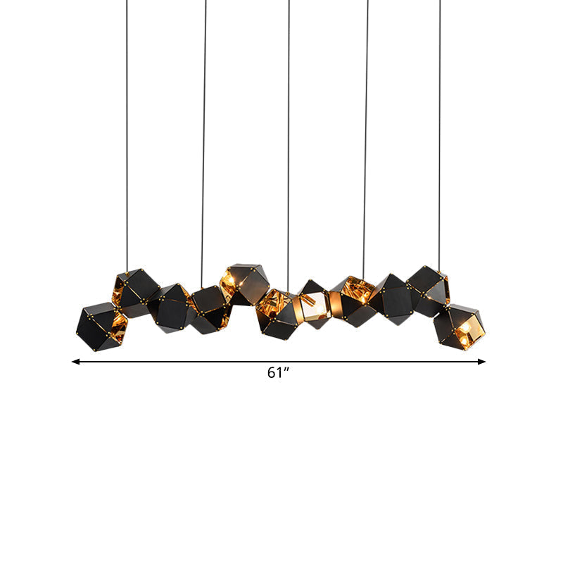 Modern Black/White Multifaceted Metal Chandelier Light - 8/12 Heads Perfect For Dining Rooms And